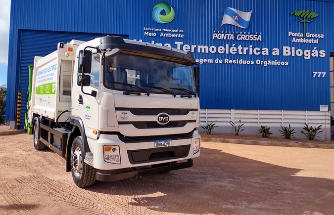 Caminhão elétrico da BYD será empregado em usina de biogás no Paraná