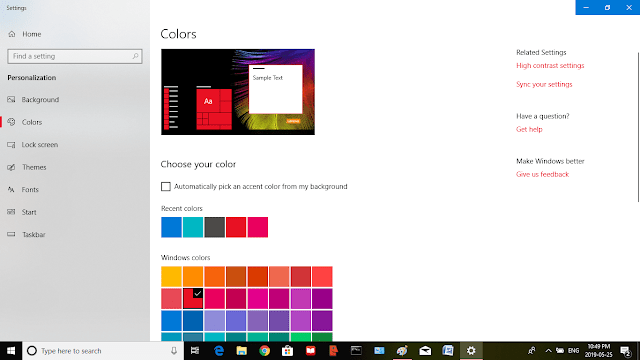 Windows 10 Desktop Color