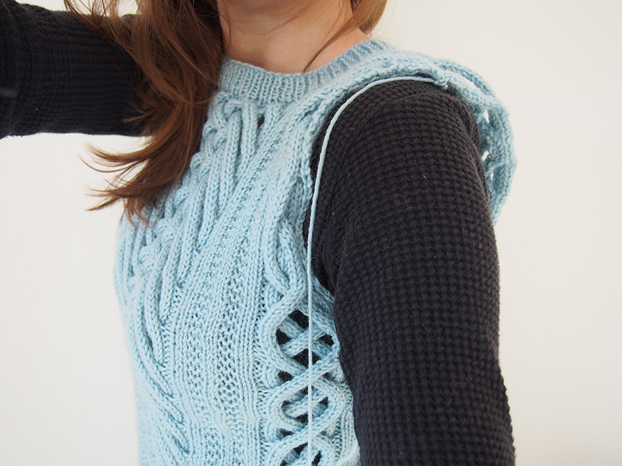 Fretwork Pullover by Shiri Mor (Vogue Knitting Magazine), knit by Dayana Knits in Bergere de France Berlaine