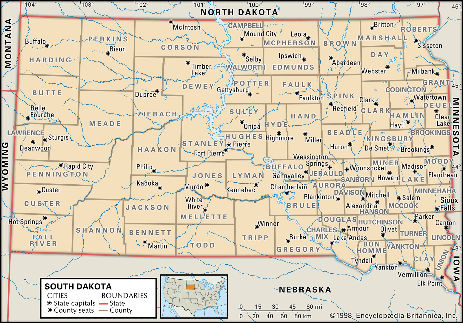 Geography Blog Map of South Dakota
