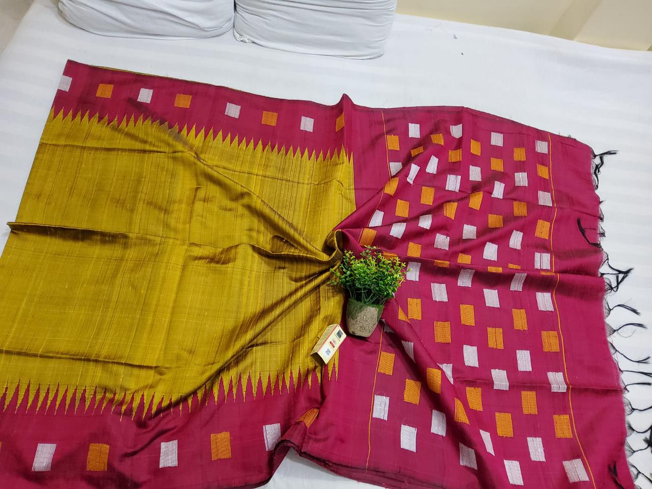 Raw silk sarees with temple bordee
