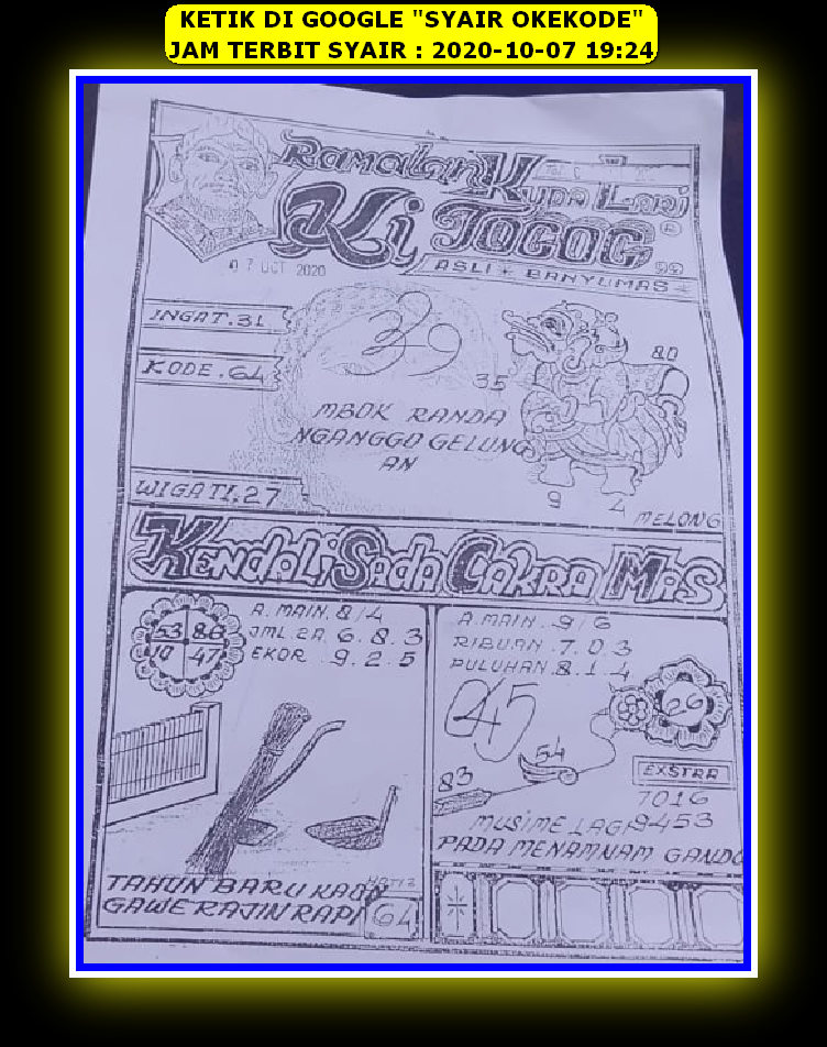 1 New Message Kode Syair Hongkong 7 Oktober 2020 Forum Syair Togel Hongkong Singapura Sydney