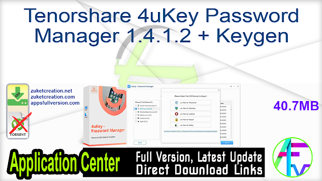 Tenorshare 4uKey Password Manager 1.4.1.2 + Keygen