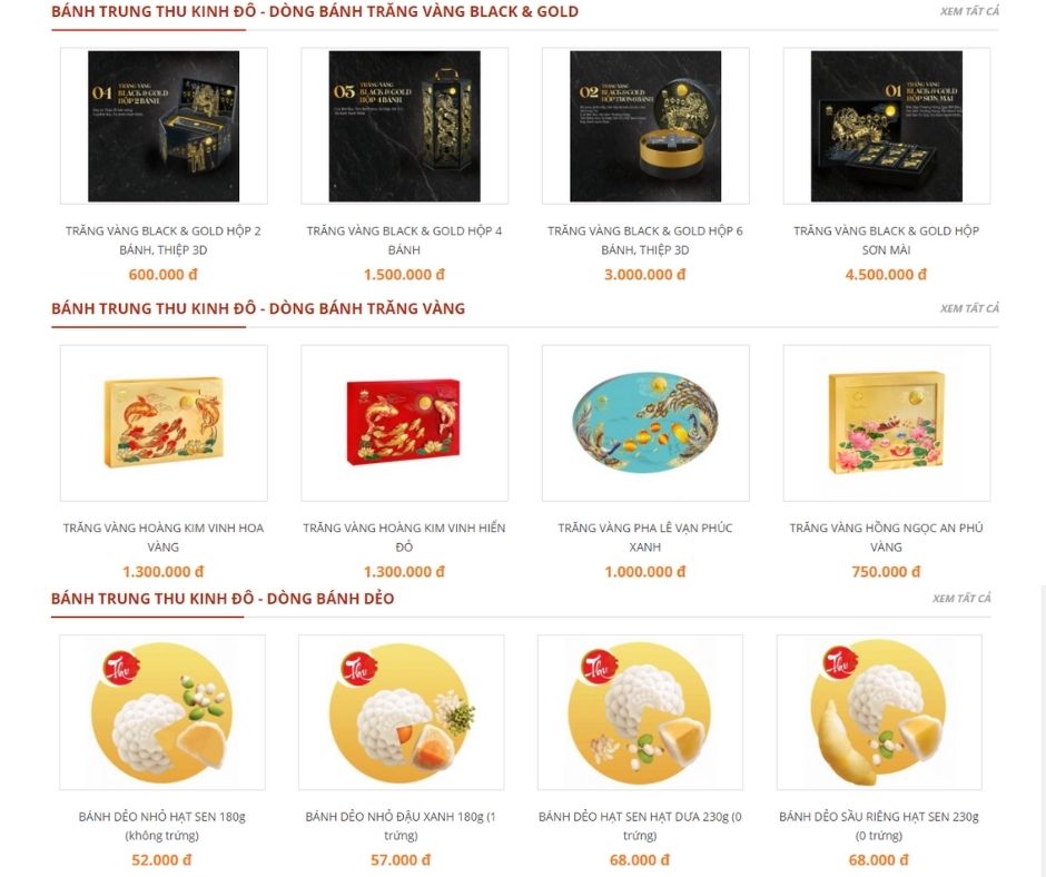 Mẫu website của hàng bánh trung thu chuẩn SEO 2021