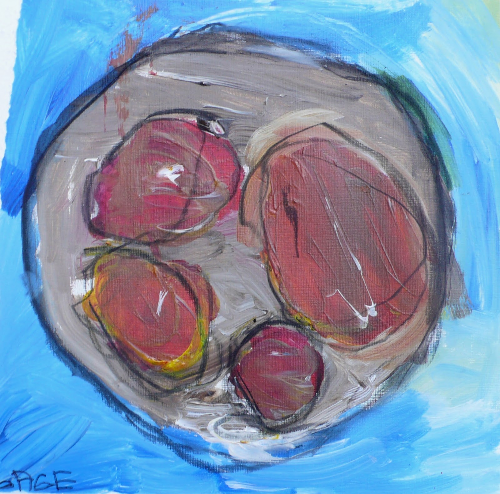 Doodlebug Dabblings finger painting with acrylics