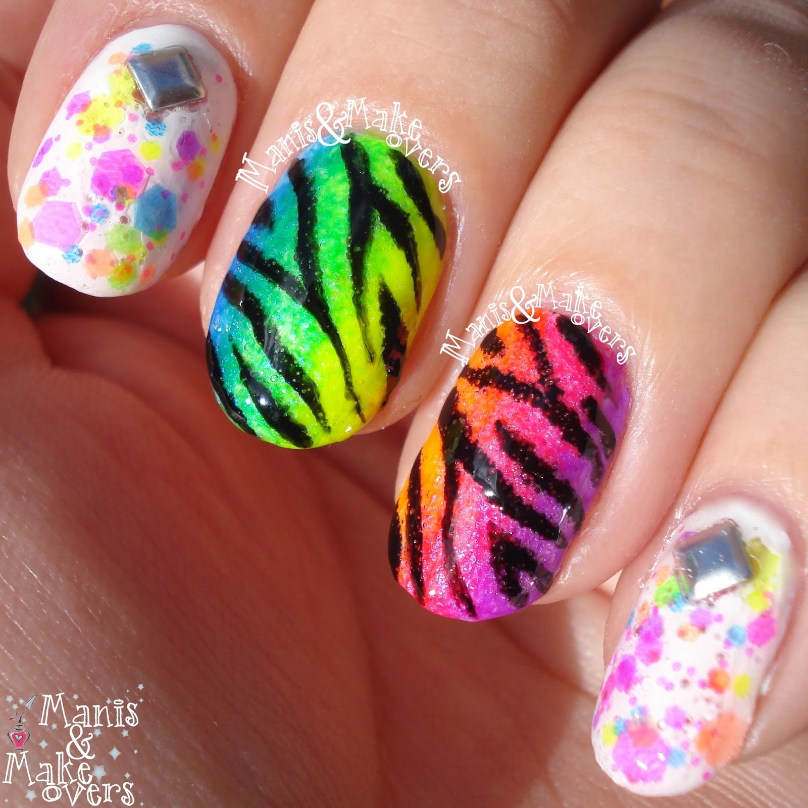 Manis & Makeovers: Neon Zebra Gradient