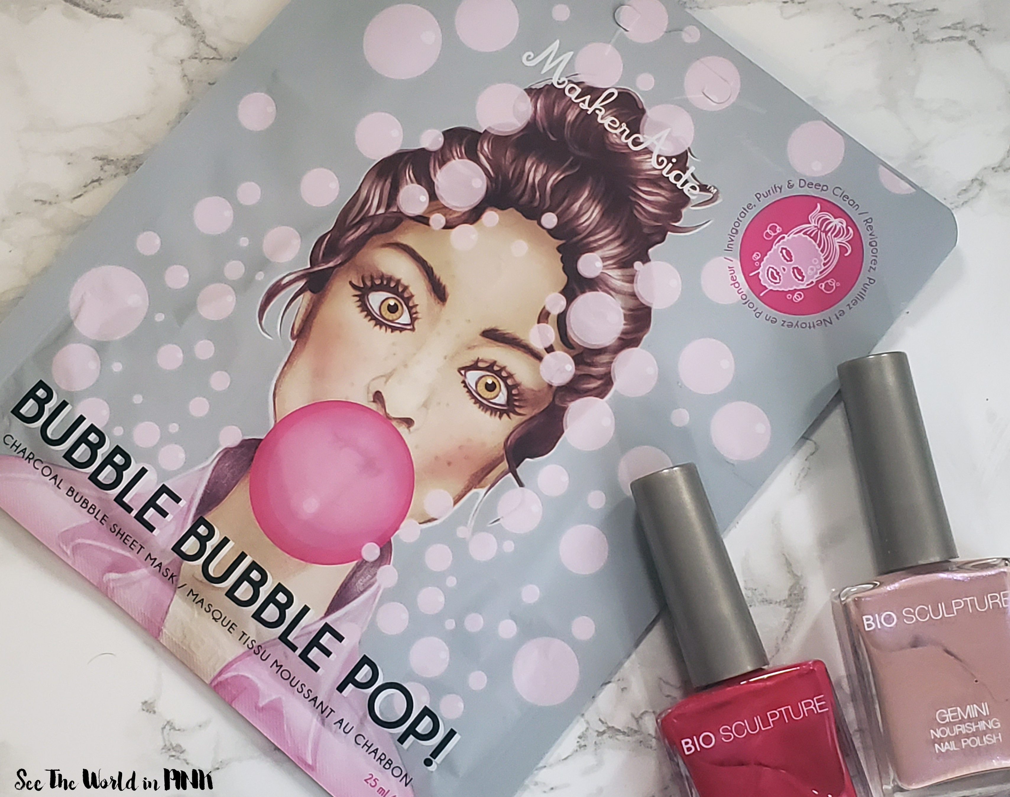 Manicure & Mask Monday - Pink Dotticure Nails and Maskeraide Bubble Bubble Pop Pore Cleansing Charcoal Bubble Mask