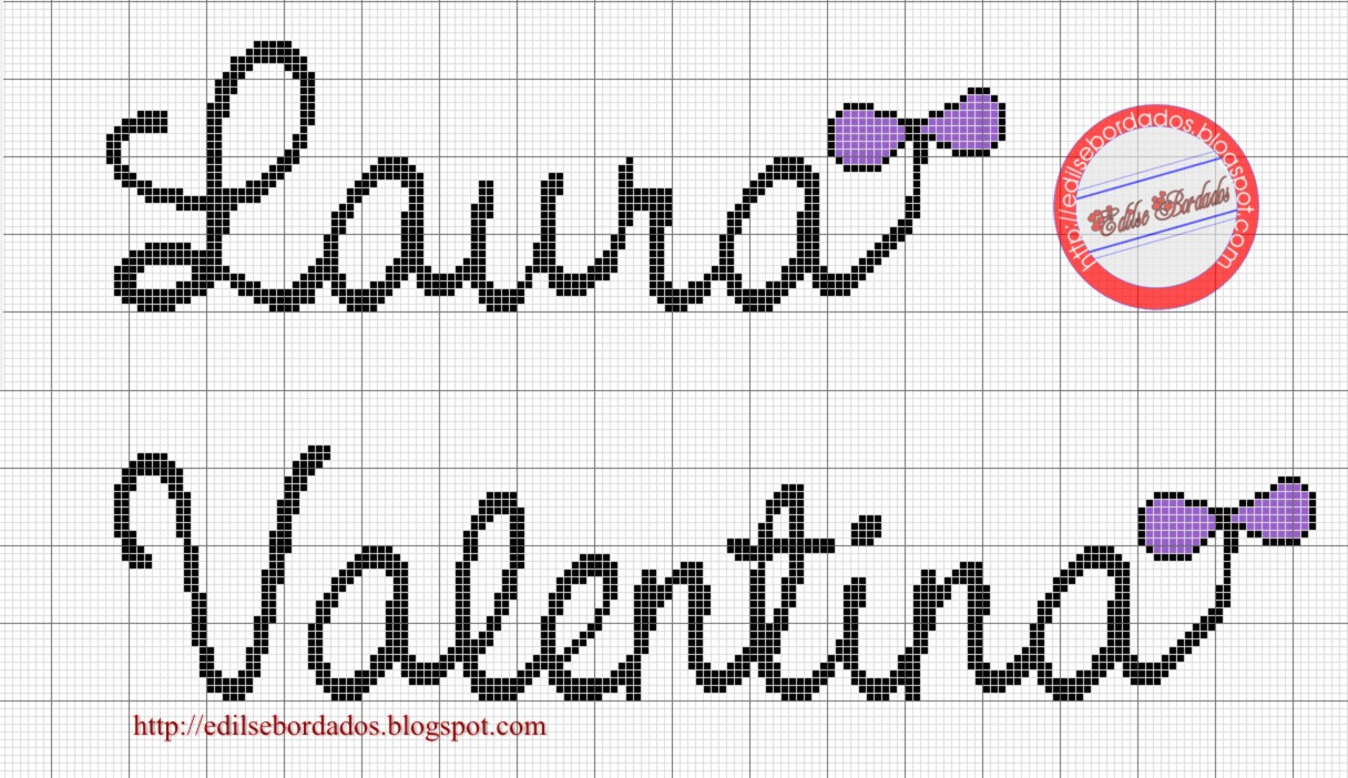 Edilse Bordados: Bordado de amiga!!! Nomes em ponto cruz!!!