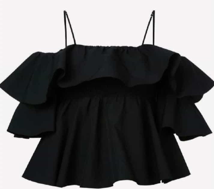 Черное платье MSGM С рюшками. Вязаное черное платье MSGM С рюшками. Khaite Ruffle Top.