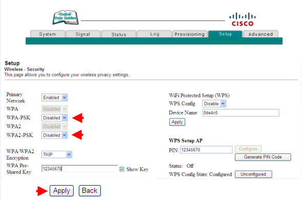 วิธีการตั้งค่า No Security Wireless บน Cisco EPC2325 ~ Easy Hoorah 13