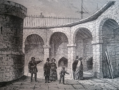 Visitors at the Royal Menagerie, Tower of London - labelled c1820, but the   costumes suggest probably nearer 1830 from Old and New London (1873)