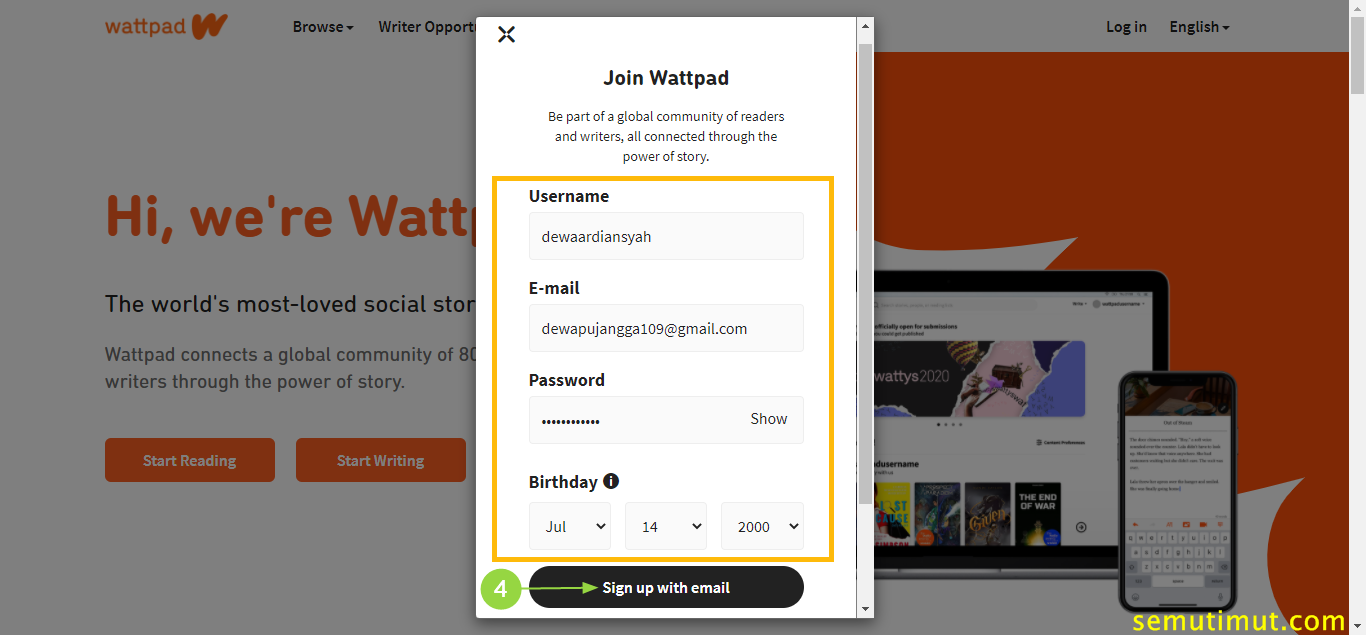 Cara Daftar Wattpad Tanpa Email itu Mudah SemutImut