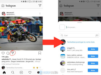 Cara Membagikan Postingan IG Kedalam InstaStory dengan Mudah - Davar Pedia