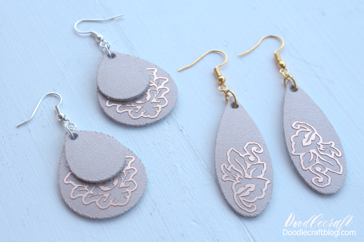 Rose Gold Leather Teardrop Earrings DIY with Cricut Maker