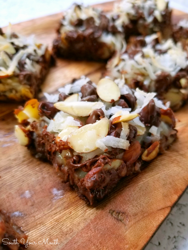 Almond Joy Magic Cookie Bars by South Your Mouth - Weekend Potluck 443