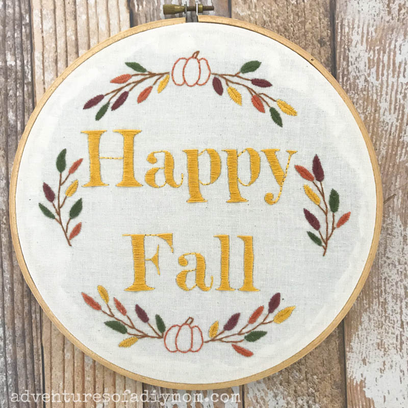Fall Frame Embroidery DIGITAL DOWNLOAD Machine Embroidery Fall Wreath Embroidery Design Fall Monogram Embroidery