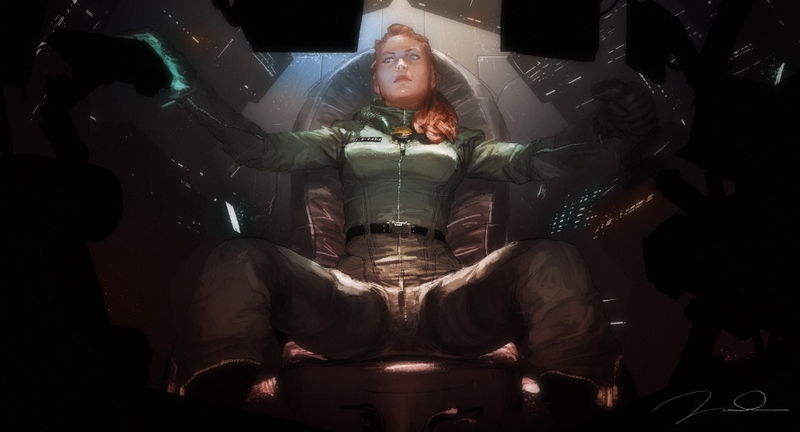 women+futuristic+pilot+cockpit+captain+s