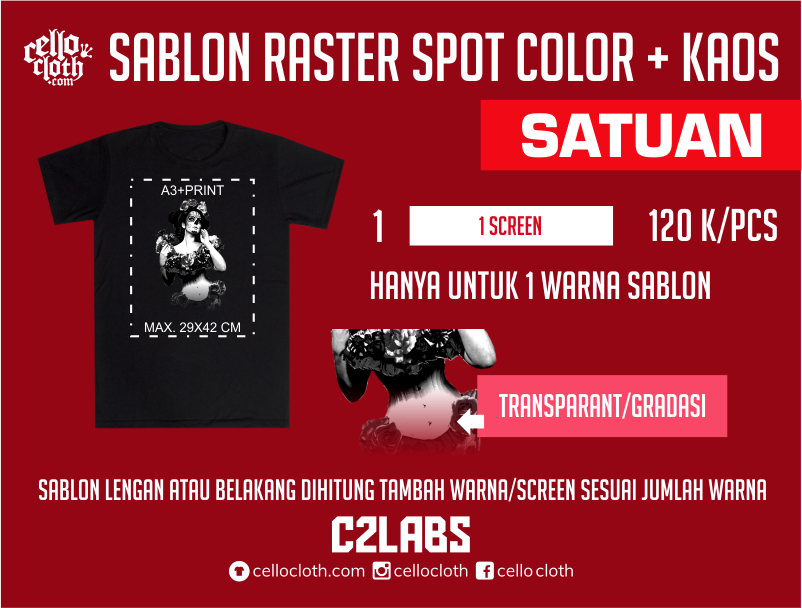 Sablon Kaos Lusinan Dan Satuan Rubber Plastisol Glow In The Dark Discharge Raster Spot Color CMYK