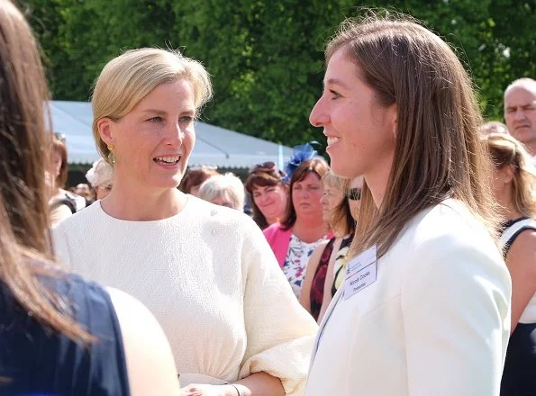 Sophie Countess of Wessex wore Prada Suede Pumps and Heavenly Necklaces Gem Drop Earrings. Countess of Wessex Style, Fashions