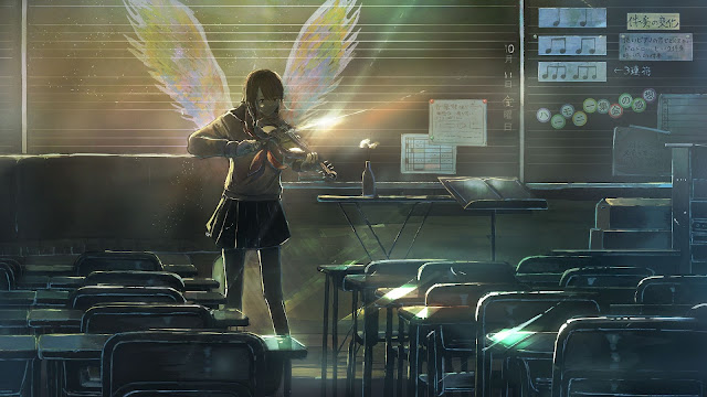 Angel, girl, classroom, cute anime wallpaper