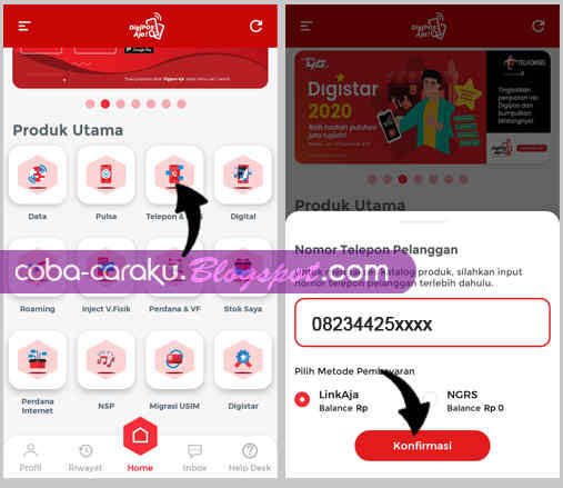 Cara Isi Pulsa Paket Nelpon Digipos Aja Telkomsel Coba Caraku