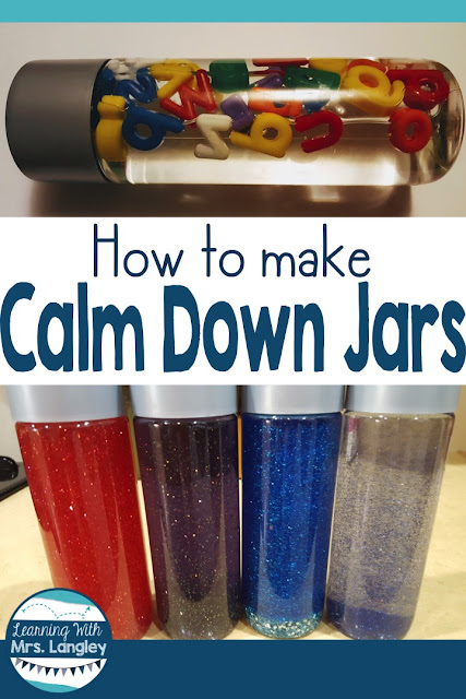 This calm down bottle recipe is so easy and can be used with or without glitter. It works however you choose to make them! Try a fun galaxy look or make a simple glitter timer. Glitter glue, water and food coloring and you are good to go! I use these as a calm down strategy in kindergarten or a traditional  time out timer.  