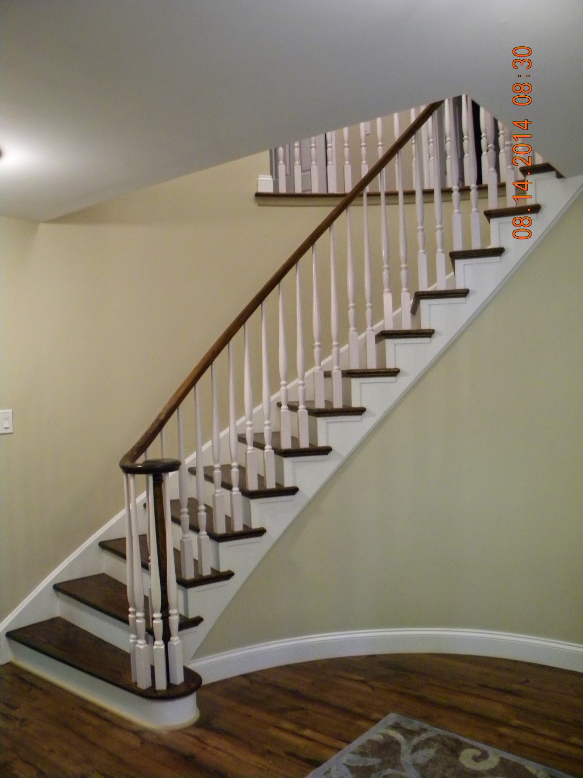 Wood Stairs and Rails and Iron Balusters New Circular Handrail Cherry