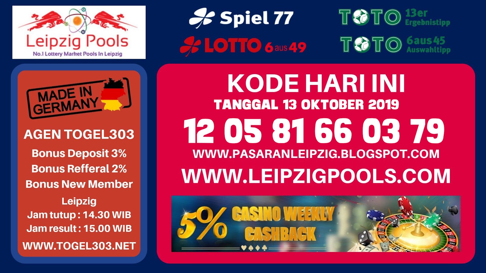 Togel Leipzig Minggu 13 Oktober 2019 Pasaran Togel Leipzig
