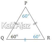 Sudut PQR = 60°, terbentuk segitiga sama sisi