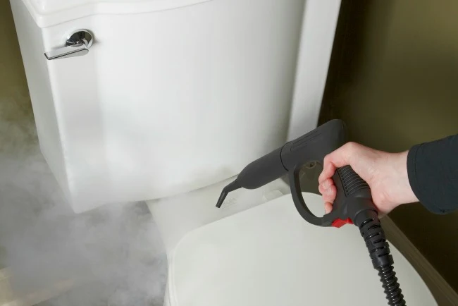 The HomeRight Steam Machine for cleaning the bathroom