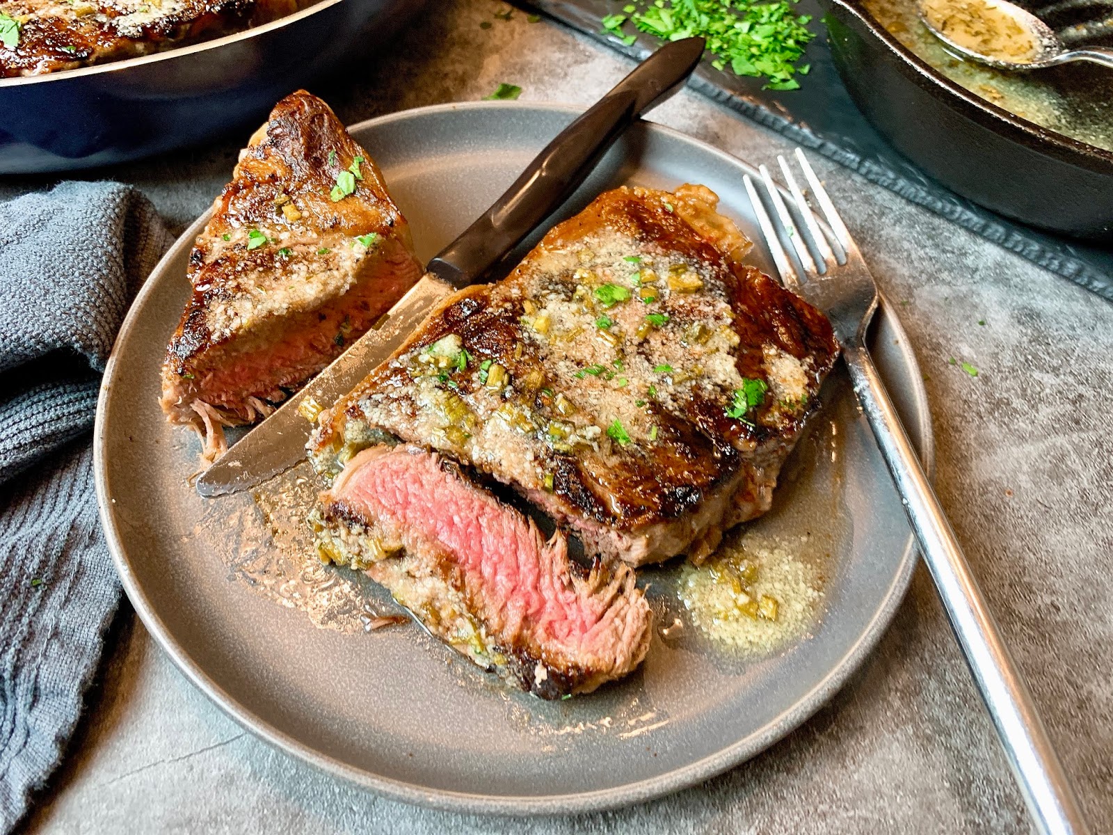 Steaks with ParmesanChive Butter
