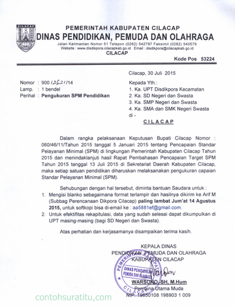 Contoh Surat Resmi Balasan Dinas Surat Aa