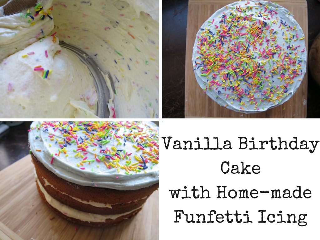 Easy Vanilla Birthday Cake & Funfetti Icing Recipe