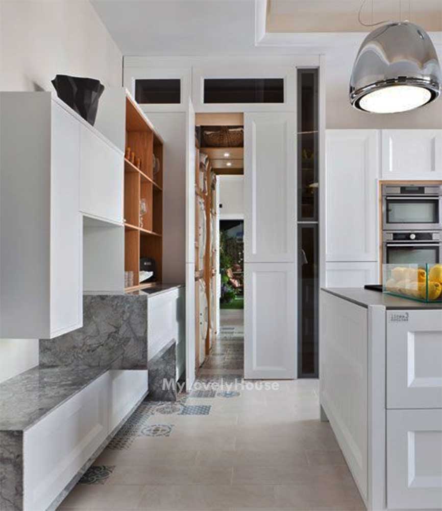 Kitchen And Laundry Combined Design Washing Machine Placement