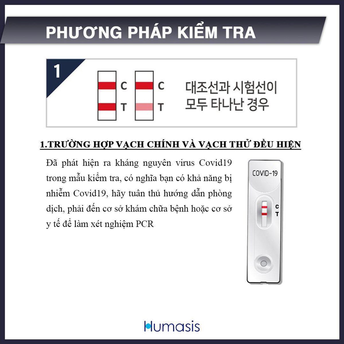 KIT TEST NHANH COVID 19 CHO 1 NGƯỜI - HUMASIS