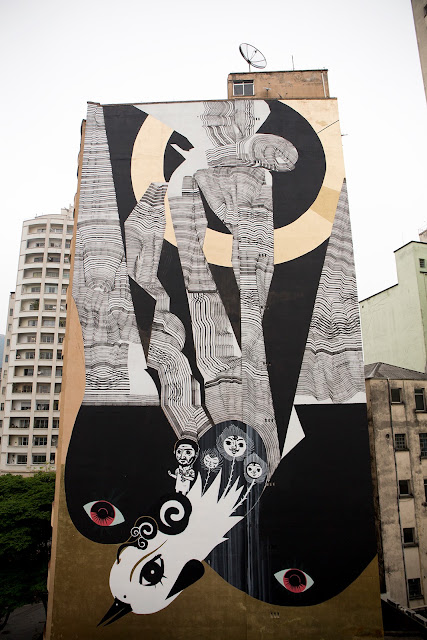 As part of the O.Bra Festival which took place a few days ago on the streets of Sao Paulo, 2501 and Speto were invited to create a large mural featuring each artist's style and imagery.