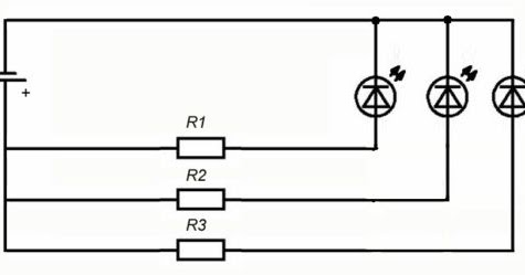 В данной схеме использованы однотипные светодиоды и