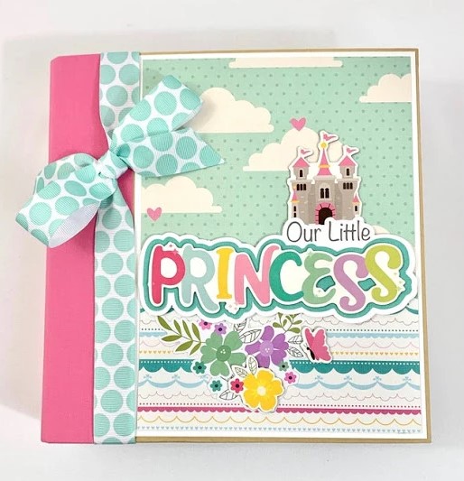 Princess Fairy Tale Scrapbook Album with flowers and a castle