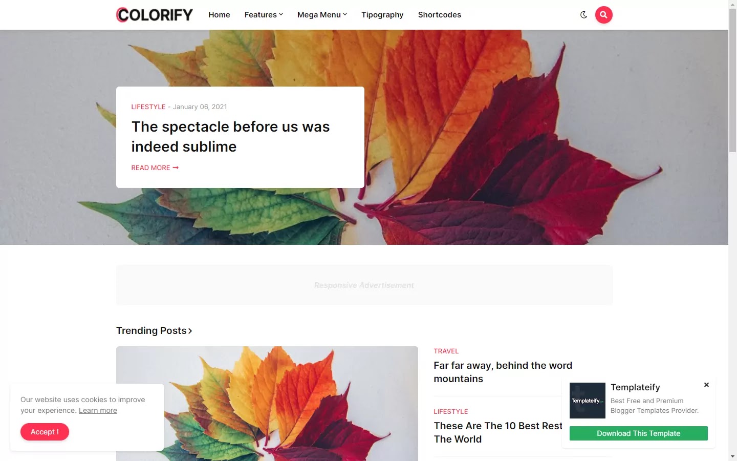 300+ Professional Blogger Templates - Amp, SEO Friendly, Responsive, and Fast Loading Template Colorify - Creative Blogger Template