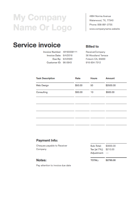 Apple Pages Receipt Template Invoice Template