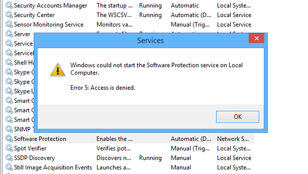 Windows ไม่สามารถเริ่มบริการการป้องกันซอฟต์แวร์บน Local Computer