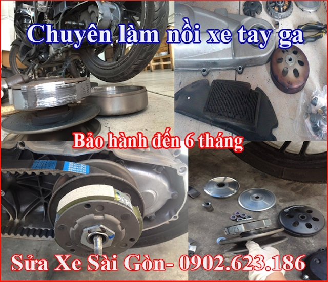 Làm nồi xe tay ga Yamaha Grander chạy mạnh - Sửa xe Sài Gòn