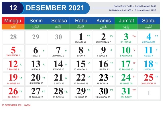 Kalender desember 2021