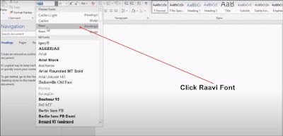 Raavi font MS word