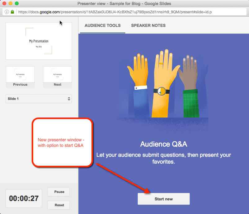 google slides built in back channel