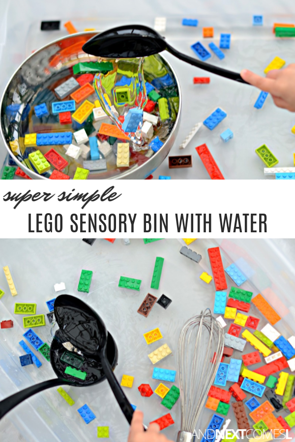 LEGO sensory soup: an easy LEGO sensory bin with water