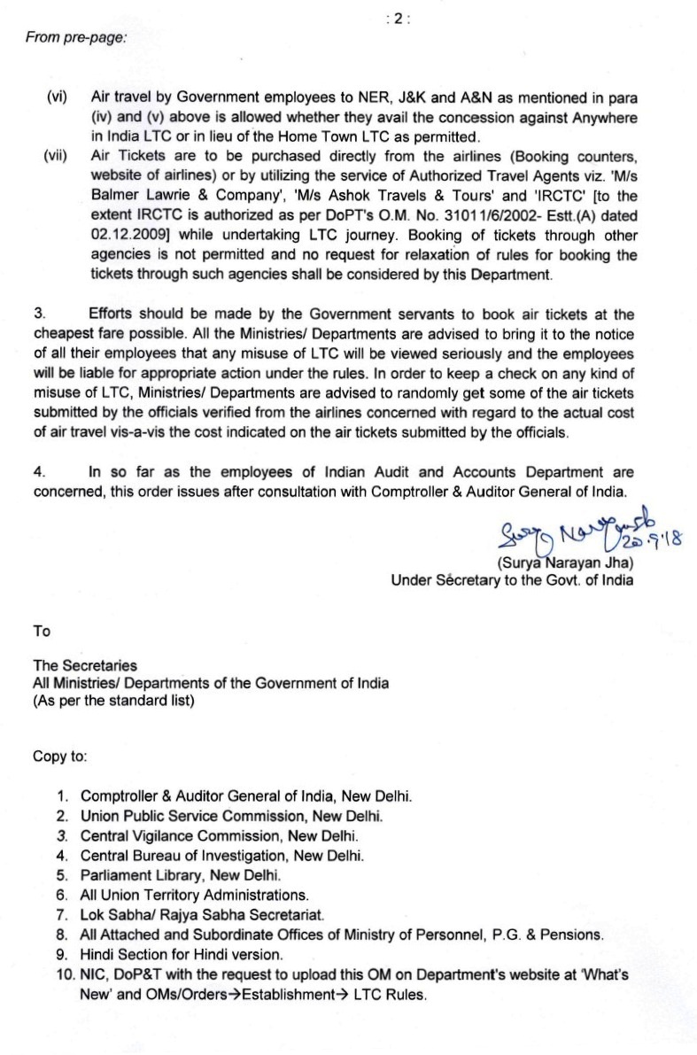 Confederation Of Central Government Employees & Workers Central Civil Services (Leave Travel