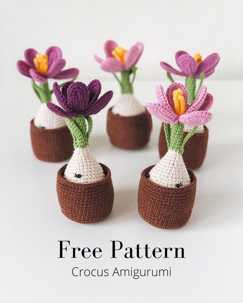 Crocus crochet flower pattern