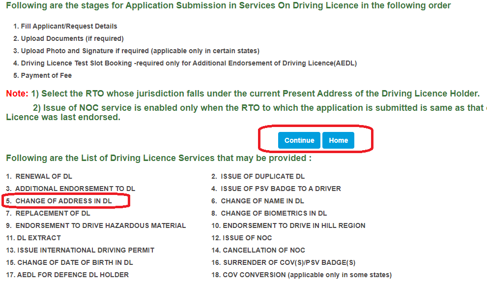 How to change address in driving license online sarathi parivahan