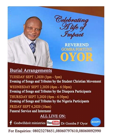 CAN mourns as the remains of Rev. G. F Oyor will be laid to rest